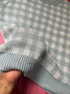 Checked Knit Sweater