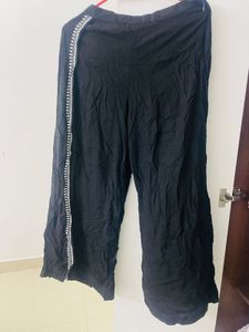 Black Overlap Palazzo Pants