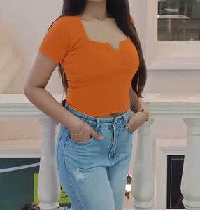 Orange Square Neck Top