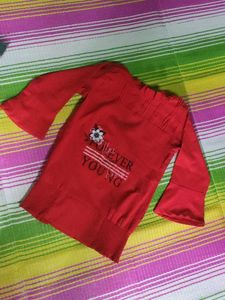 Red 'Never Young' Top