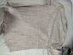 Peter England Tan Linen Short Sleeve Shirt