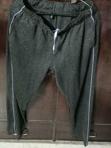 Gray Track Pants with Lavender Stripe