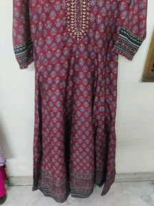 Maroon Printed Ethnic Dress