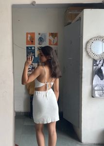 White Ribbed Halter Top &amp; Skirt Set