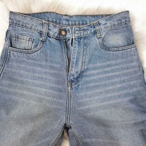 Vintage Wash Wide-Leg Distressed Jeans