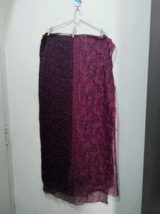 Dark Pink Fern Print Kurta Pajama Dupatta Black