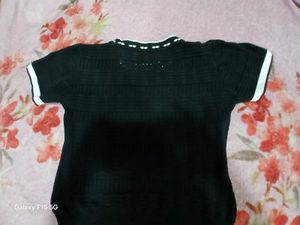 Black Knit Top w/ White Trim