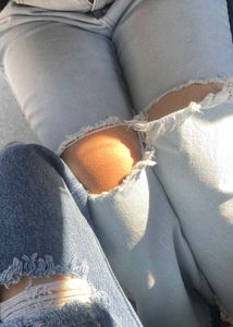 Ripped Light Wash Wide Leg Jeans