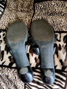 Studded Black Leather Slides