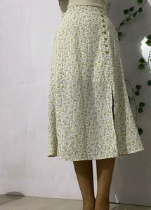 Floral Print A Line Skirt