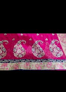 Pink And Cream Sari With Blouse