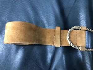 Suede Belt with Golden Metal Buckle