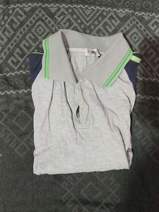 Gray &amp; Navy Raglan Sleeve Polo