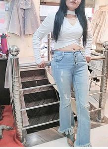 Highwaisted Bootcut Ribbed Denim