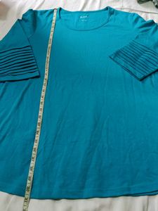 Blair Teal Striped Sleeve T-Shirt
