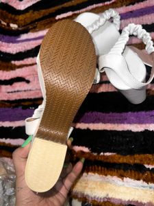 White Ruffle Detail Sandals