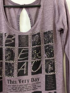 Purple Graphic Long Sleeve Top