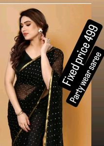 💗 Elegant Black Party Wear Saree💕