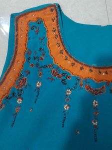 90s bollywood teal hand embroided kurti