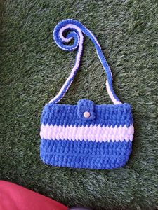 Blue & White Crochet Bag