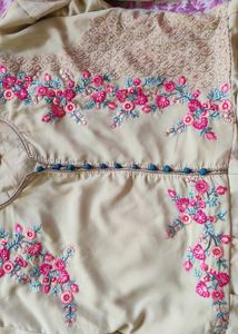 BEIGE EMBROIDERED ANARKALI