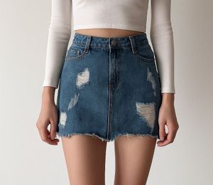 Distressed Denim Mini Skirt