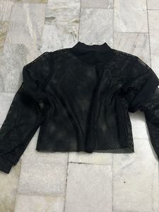 Black Mesh Top &amp; Cami Set