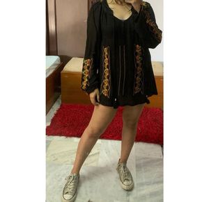Black handwork Top/tunic