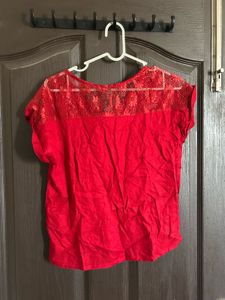 back lace red top