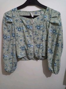 Floral Blue Crop Top