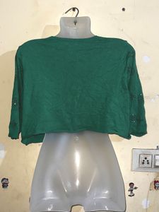 Embellished Green Crop Top