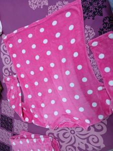 Pink Woolen Cord Set/night Suit