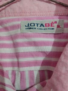 Oversized Pink White Stripes Shirt