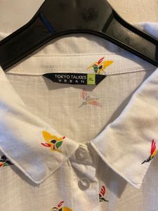 White Bird Print Button-Down