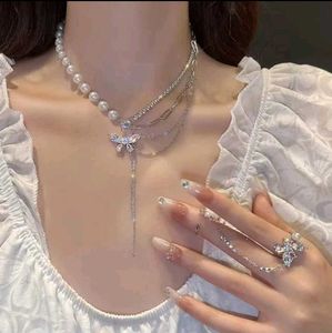 Butterfly Pearl Chain Necklace
