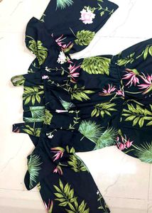 Floral Print Mesh Top Romper