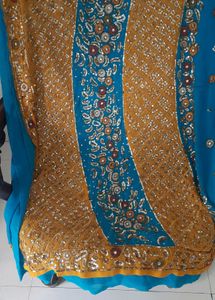 Blue Yellow Saree
