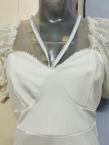 Pintrest corset Elegant White Lace Sleeve Dress