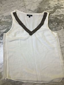 White Beaded Party Top