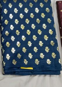 Blue Saree With Golden Detailing