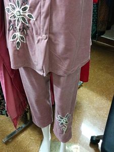 Party Wear Stylish Pink velvet coord Set