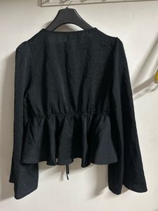 Black Tie-Front Top