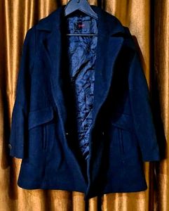 Navy Blue Wool Blend Peacoat Size 36 inches 2 Pock