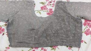 Grey And Black Crepe Saree