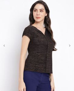 Textured V Neck Top