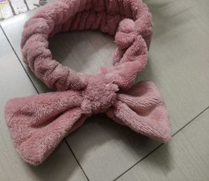 Pink Fuzzy Bow Headband