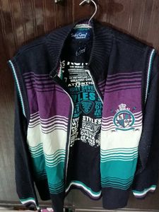 Stylish Striped Half Jacket with full sleeves swea