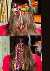 Navratri Combo Bow & Braided Hair Accessory