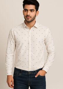 Scullers Off-White Full Sleeve Shirt | Slim fit