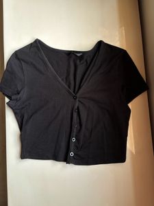 Cute Black Button-Up Top